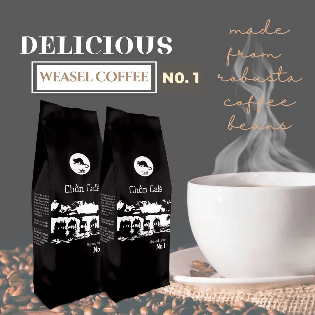 OEM Customized Design Weasel Coffee No.1 Coffee Powder Viet Nam Origin With Shelf Life 12 Months Convenient Using 100gr/Bag