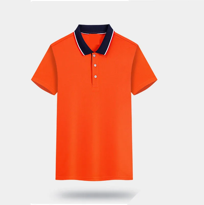 oem customized logo with work clothes corporate short sleeved color blocked hotel advertising spliced silk lapel polo shirt