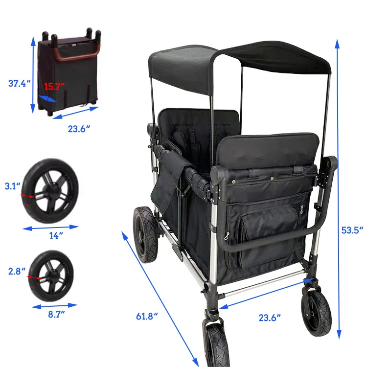 JXB Top Seller 600D Fabric Push Pull Folding Stroller Wagons Titanium Series