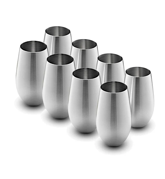 Stainless Steel Designer Moscow Fancy Wine Stemless Glass/Cup Set of 2 Pcs & Inside Stainless Steel Double Wall at low Price