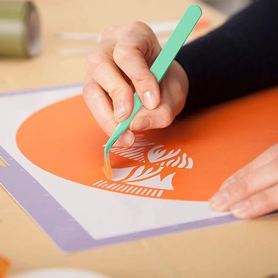 Craft Adhesive Vinyl Tool 2 Pieces Stainless Steel Precision with Case Weeding Paper Craft Tool Kit for Silhouettes Cameos