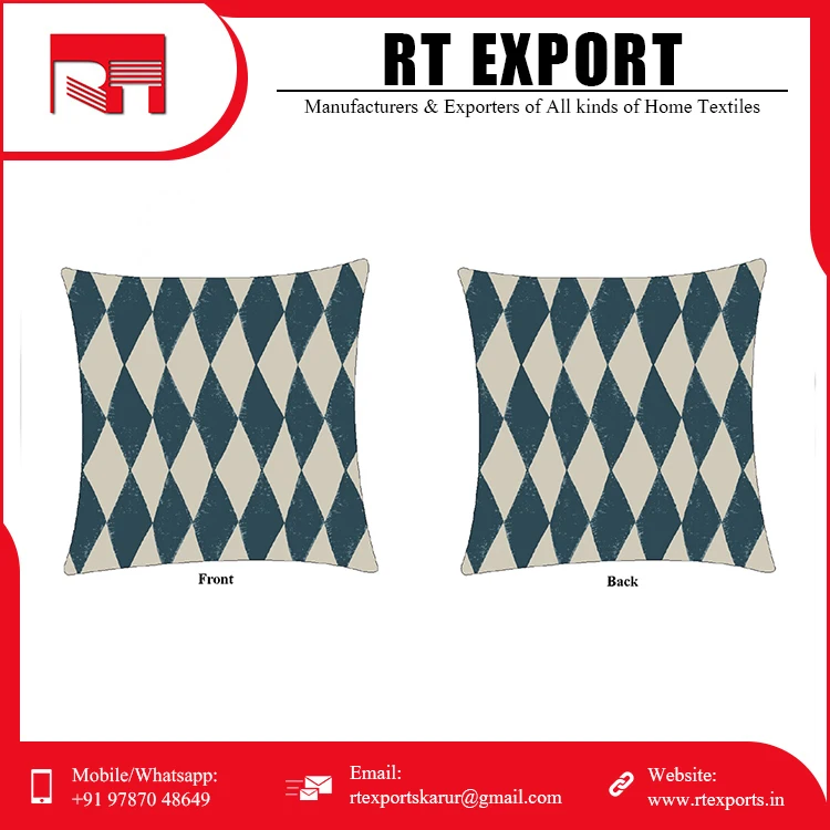 Good Quality Geometric Pattern 100% Cotton Linen Pillowcase Cushion Cover With Private  Label