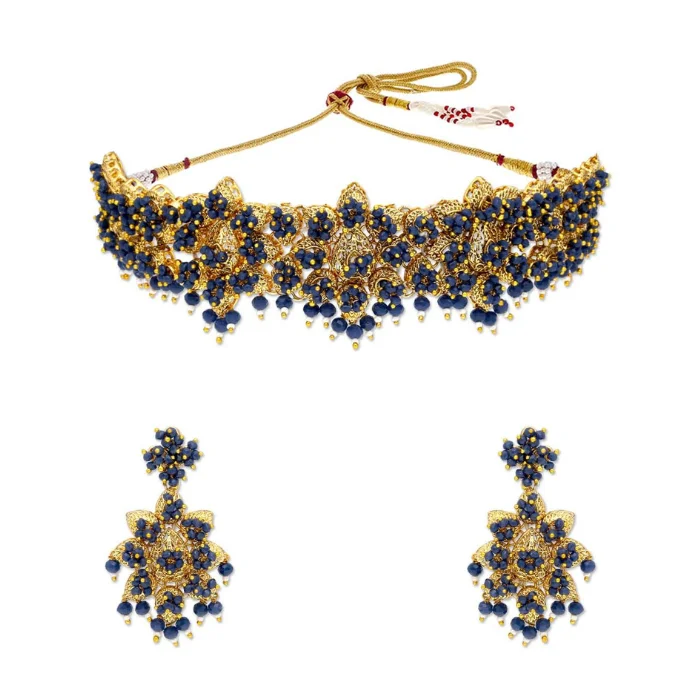 Hot Selling Antique Choker Necklace Set in Gold finish Montana Crystal Indian Traditional Choker Necklace Sets for Women 2022