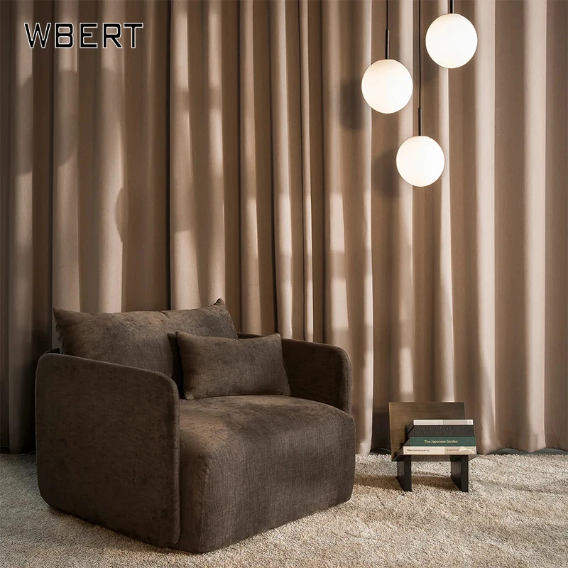 WBERT Modern simple fabric sofa cream sand hair small living room designer high-end light luxury leisure sofa