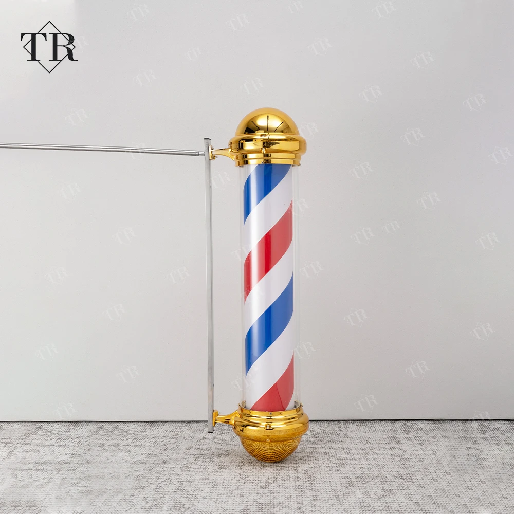 Turri Rotating Classical Chrome Plated Barber Salon Sign Pole Light With Ball Salon Outdoor Led Lamp Hairdressing Pole
