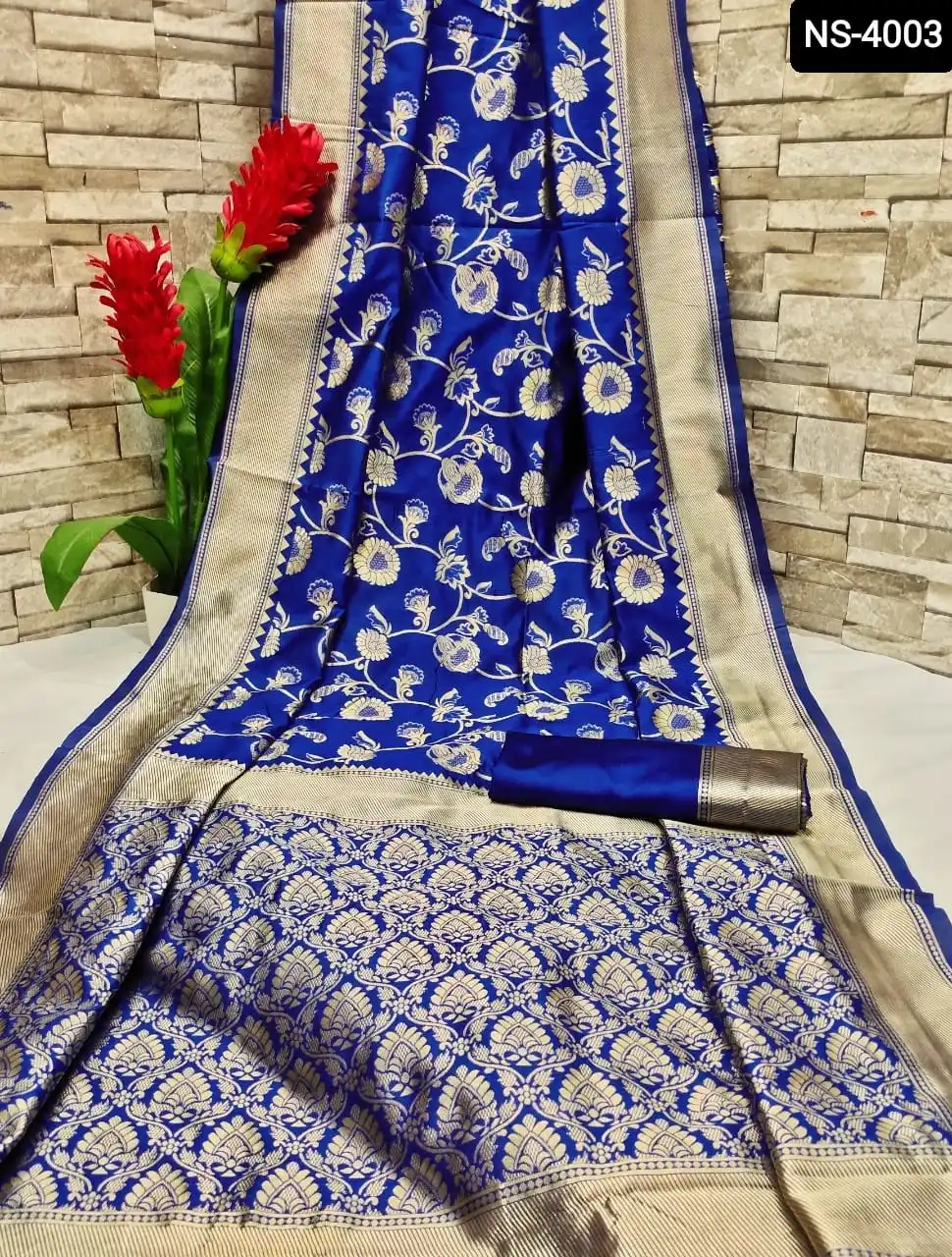 Modern Ethnic Wear Banarasi Silk Saree with Fancy Silk Blouse for Wedding and Festival Wear Sari for Indian and Pakistani Women