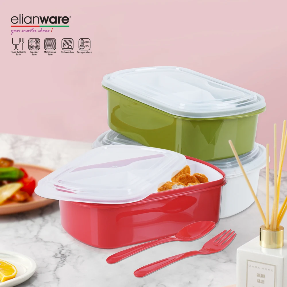 Elianware Elegant Luxury Premium Healthy Diet Control Bento Divided Lunch Box with Utensil Sets