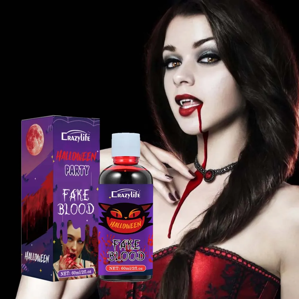 CRAZYLIFE Halloween Fake Blood Simulations Human Vampire Humans Teeth Hematopoietic Props Vomiting  Pulpbt Cos Ultra-realistic