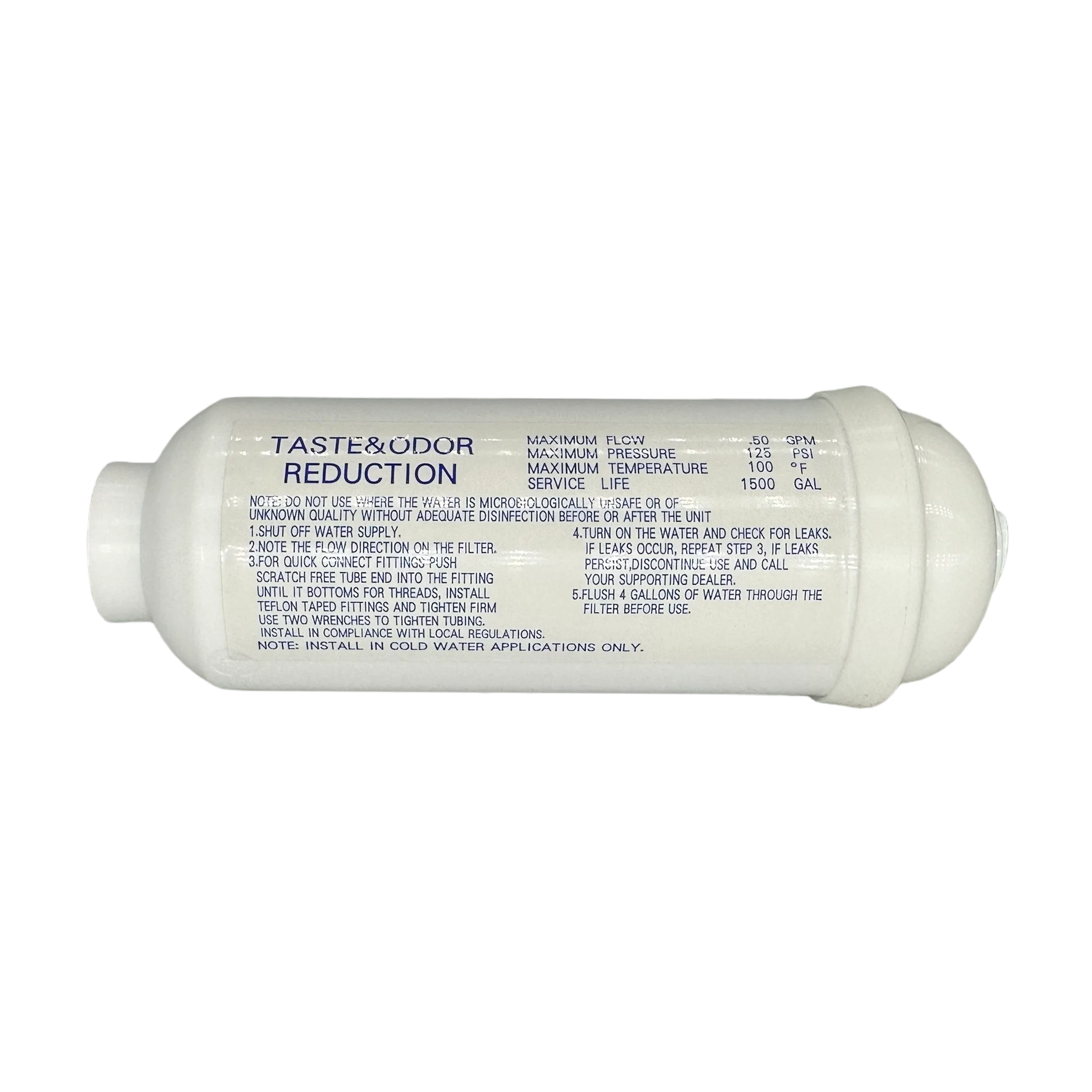 Inline 6 inch post carbon filter cartridge