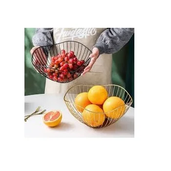 Antique Finished Countertop Creative Iron Metal Fruit Basket Use at Home Kitchens for Storing Fresh Fruits and Vegetables