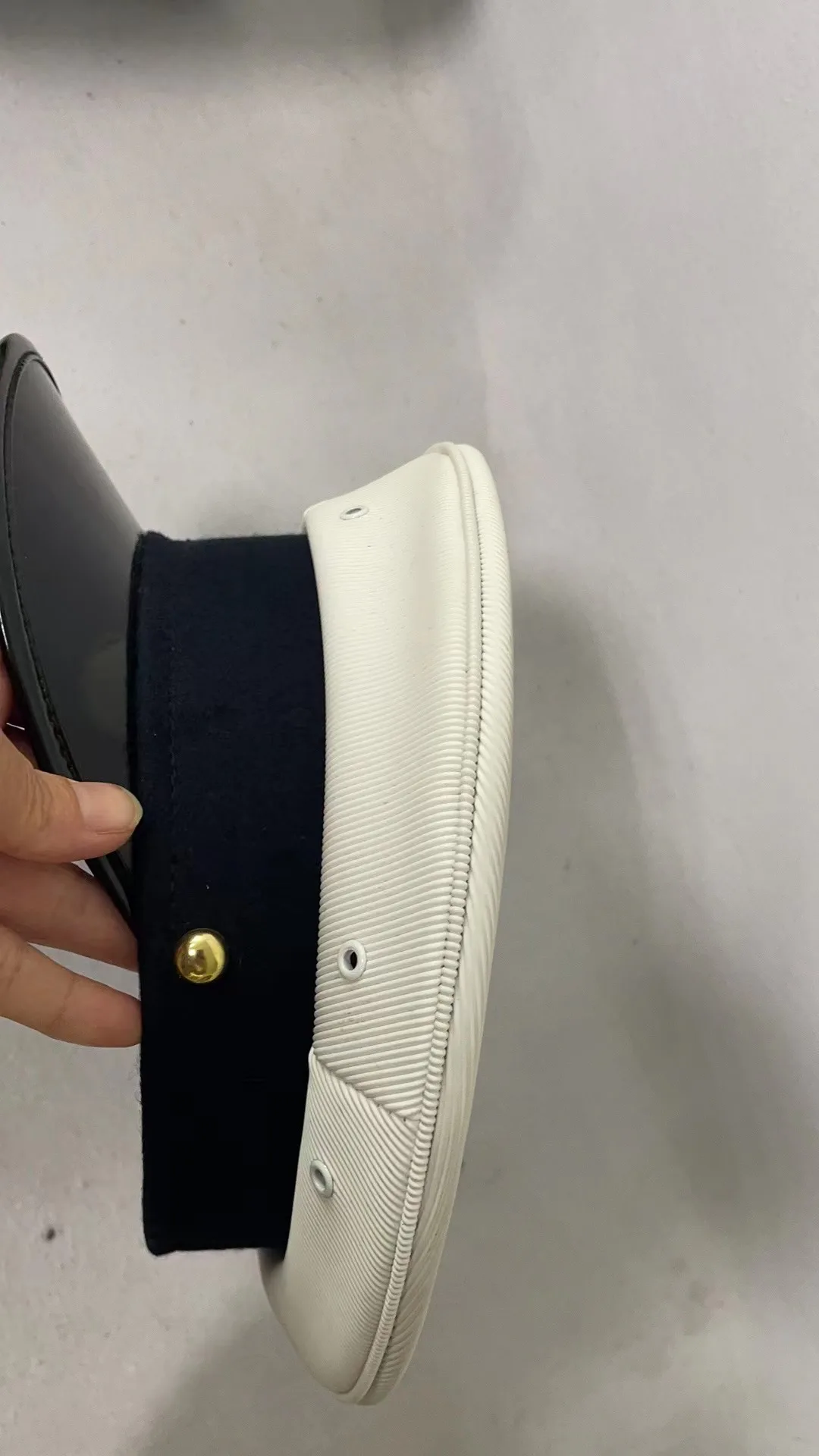 Custom Embroidered Logo CXXM Black Officer Peaked Crown Cap Captain Officer Cap