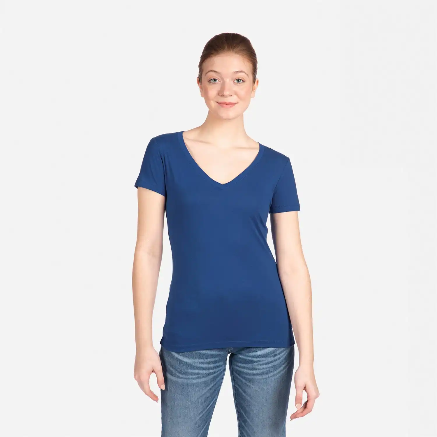 Next Level 1540 Ladies Ideal V-Neck Royal Blue  T-Shirt 60/40 combed ringspun cotton/polyester Soft and Breathable Cotton Tees