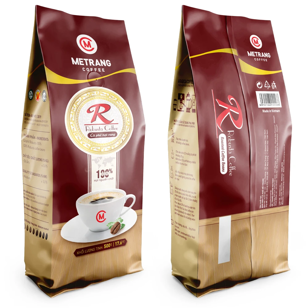 0.5 kg Weight Vietnam 5% Moisture Medium Roaste Caffeinated Feature Bitter Taste Whole Bean Coffee In Bag Packaging