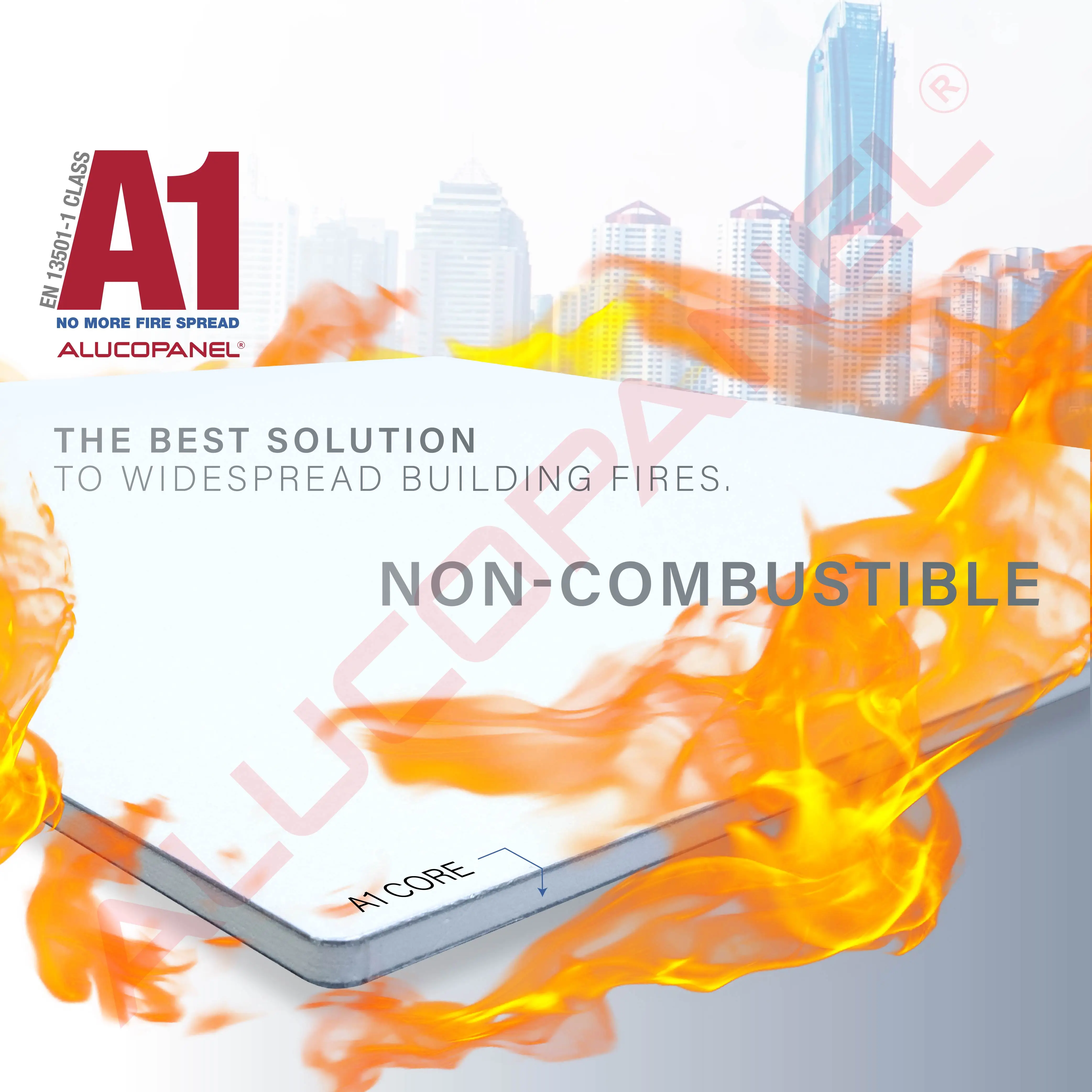 Алюминиевый композитный материал ALUCOPANEL A1 | Первоклассный в мире Euroclass A1 | Негорючий сердечник ACM / ACP