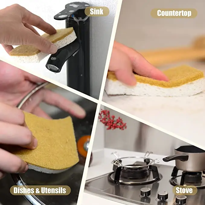 Biodegradable Dish Washing Cellulose Coconut Fiber Sponge For Kitchen Oem