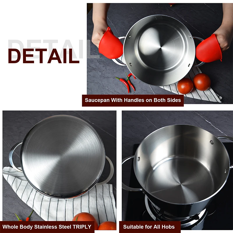 High Quality 304 commercial stainless steel cooking clear steamer and soup  pot 3 pcs