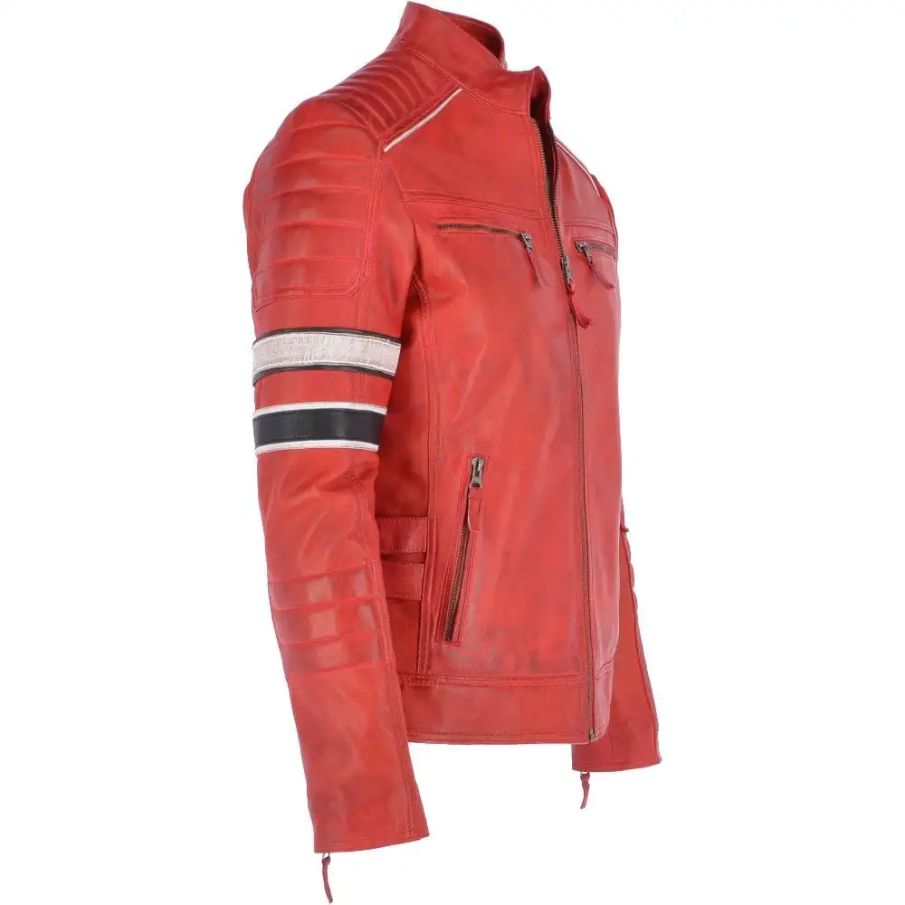 Motorcycle Wholesale Men Genuine Sheep Leather Jacket Perforated Leather Genuine Slim Fit Pakistan Jackets
