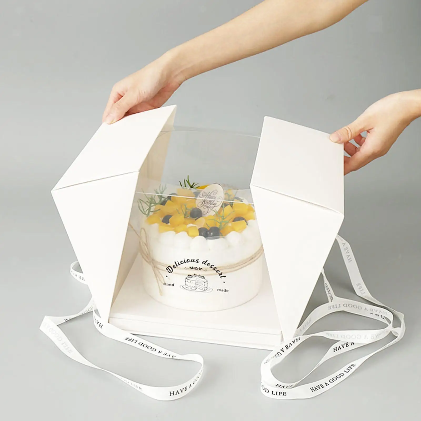 TH CB-167 New Design 2 Pieces Cake Box Storage Carrier Clear for Wedding Birthday Cupcakes Box