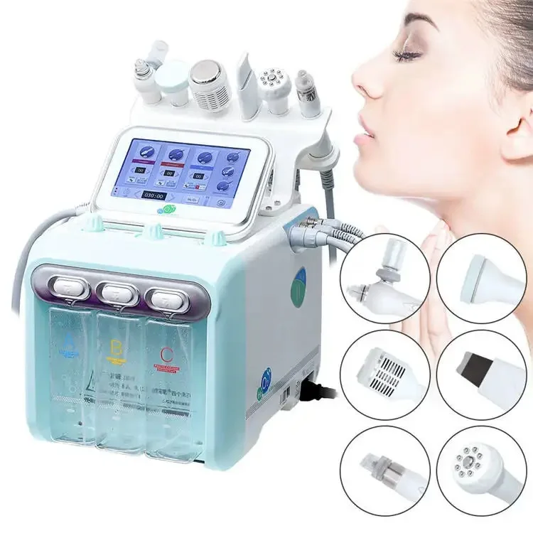 6 In 1 H2O2 Water Oxygen Peel Hydra Skin Scrubber Ultrasonic Peeling Blackhead Removal Exfoliator