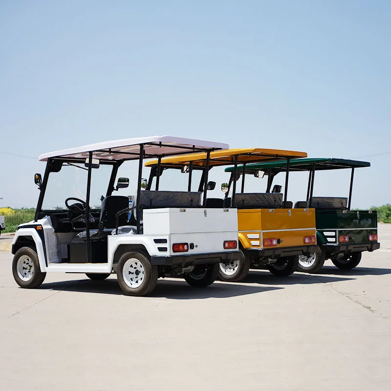 Cheap Price Adults 4-Wheel Electric Golf Cart 5-8 Seaters Lithium Battery Tourist  Sightseeing Bus For Sale