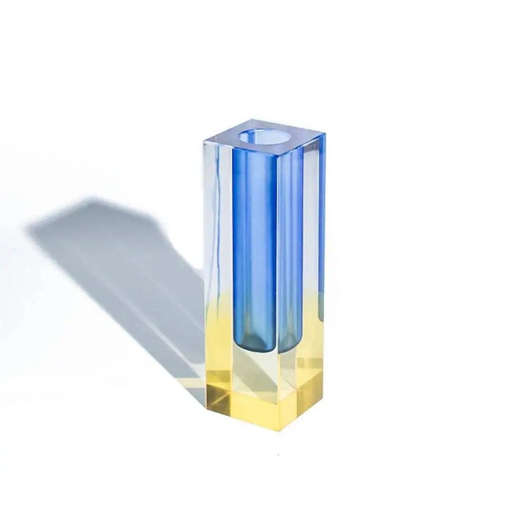 Modern Square Clear Rectangular Rainbow Plant Acrylic Vase For Wedding Flowers Geometric Centerpiece Decoration