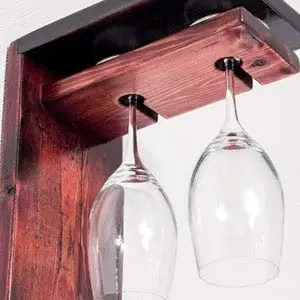 Vintage 6 Bottle 2 Tier Mango Wood Wine Rack Countertop Cabinet Wine Holder for Party or Wedding