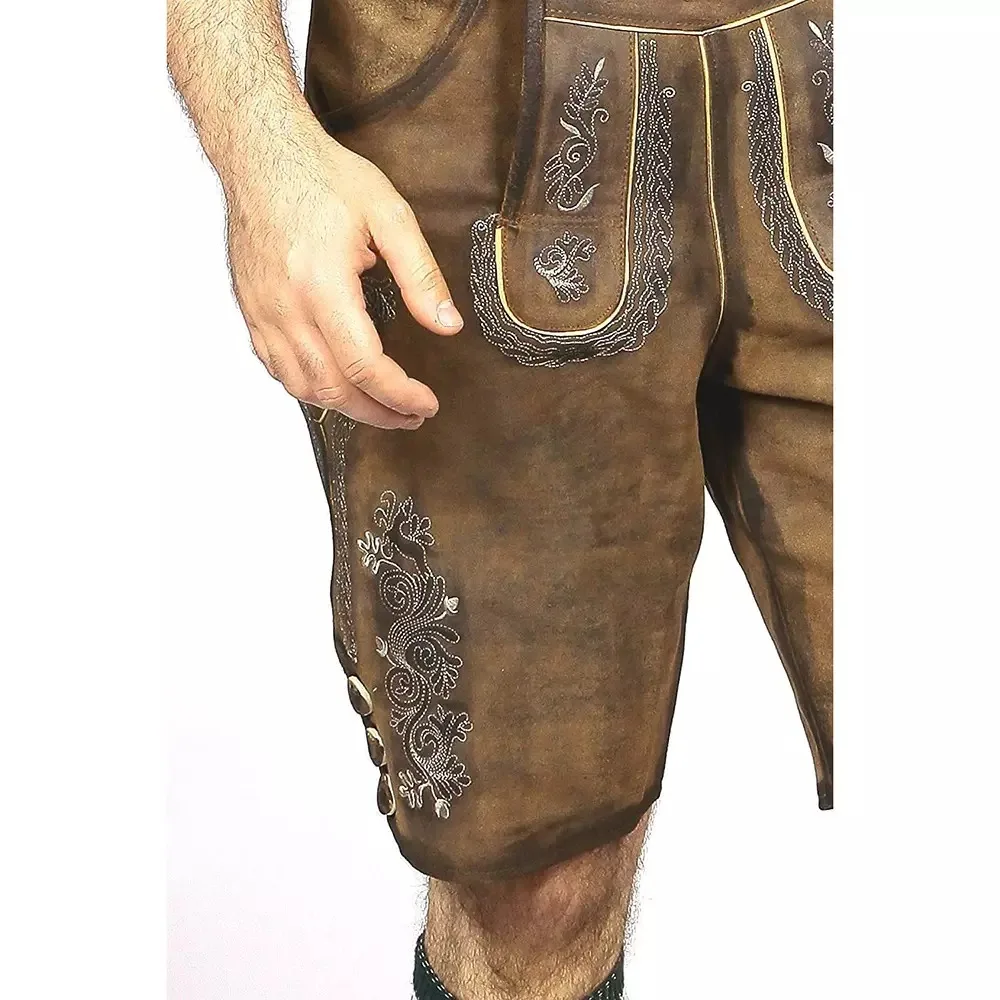 OEM Bavarian Short Lederhosen Men 100% Suede Leather Traditional Authentic German Outfit Wholesale Men Oktoberfest Costume