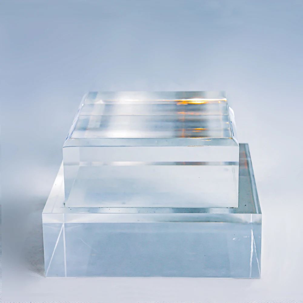 High quality transparent clear round square riser Lucite acrylic block plate display tray