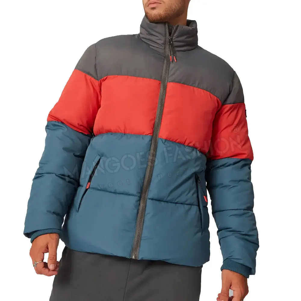 Factory Price Puffer Down Jacket Men Lightweight Customized Design Bubble Color Block Puffer Jacket Stylish Warmth