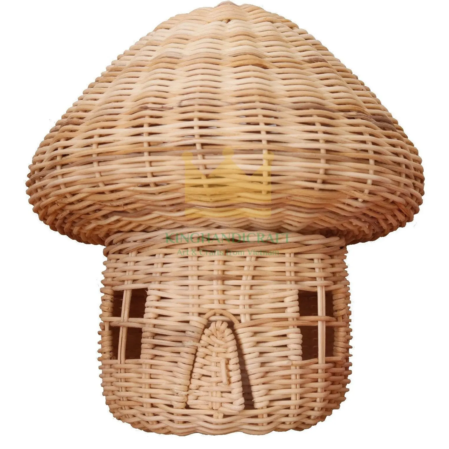 Mushroom house shaped rattan material basket nordic kids room decor hot item cute handicraft