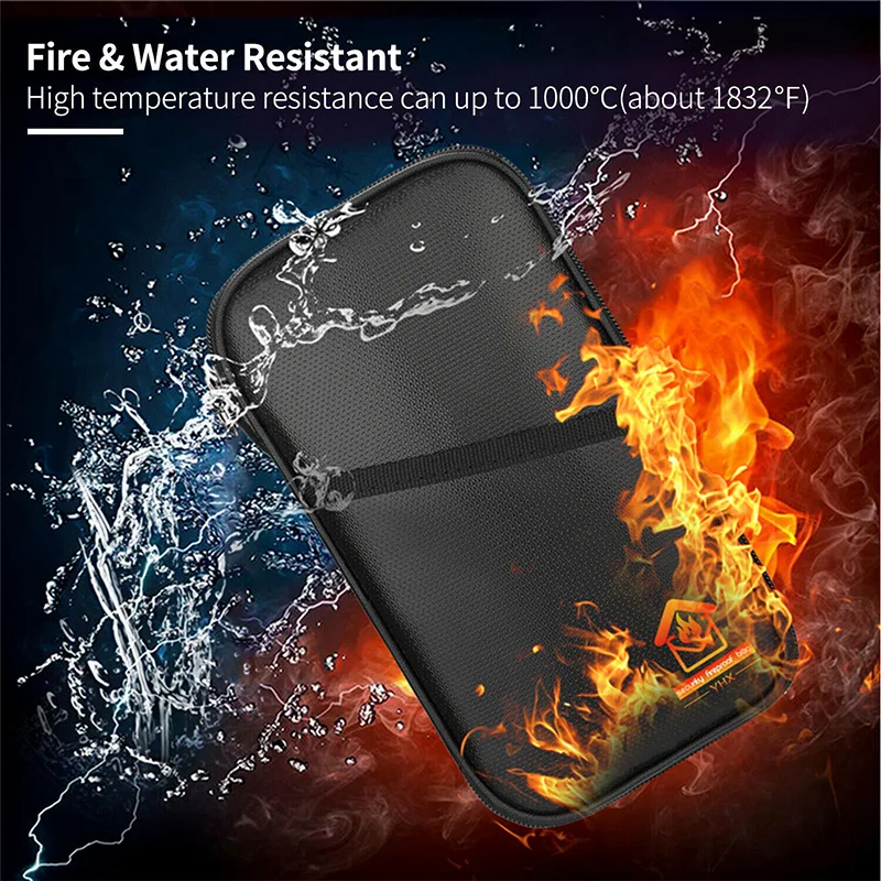 Fireproof Bag Storage Passport Document Waterproof Explosion-proof Travel Card Banknote Shielding Fireproof Wallet Bag