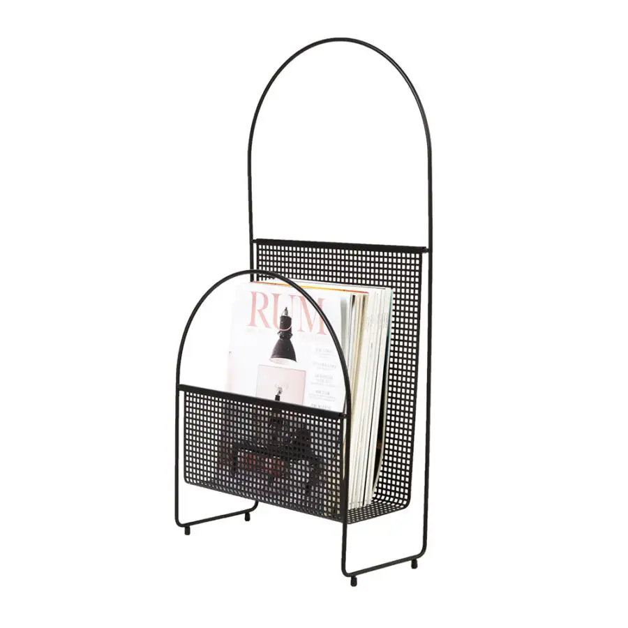 Black Home Storage Organizer Space-Saving Metal Wire Farmhouse Wall Mount Magazine Holder for Books Magazines for Office Use