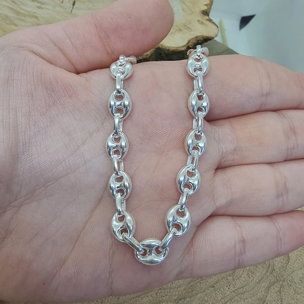 925 Sterling Silver Link Chain Sailor Men Jewellery Coffee Bean Necklace Wholesale Mens Jewelry Trendy Hot Sale Women Unisex