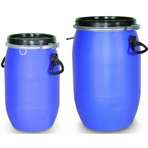 30 50 120 Liter HDPE durable plastic chemical drum plastic blue open top barrel for with iron hoop flange barrel