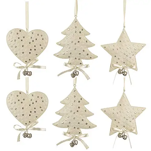 Galvanized Liner Christmas Tree Metal Ornament with Hanging Rope Festive Home Decoration Packed in Box