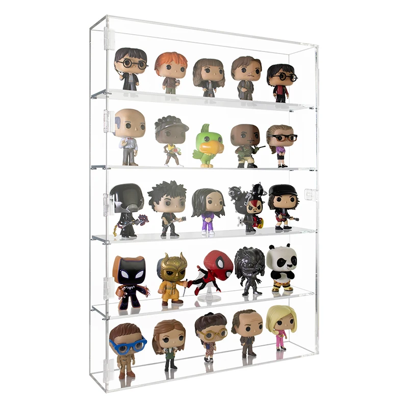 Custom Plastic Transparent Logo Storage Box Funko Pop Acrylic Case For Model Cars Clear Acrylic Showcase Display Wall Mounted