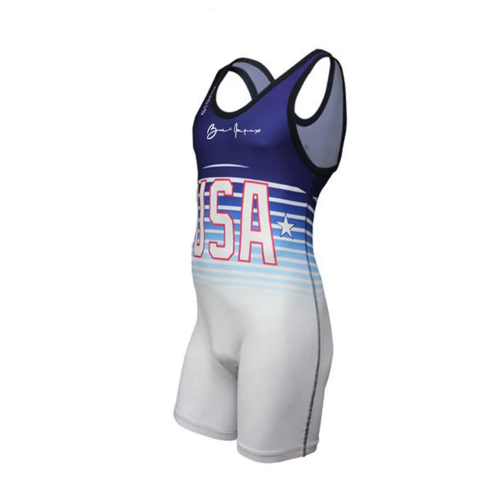 Wholesale cool custom made  OEM cheap custom sublimated printing lycra sumo reversible team wrestling singlets gear for sale