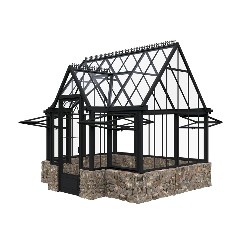 DIY winter rooftop glass house plant sunroom tempered glass greenhouse