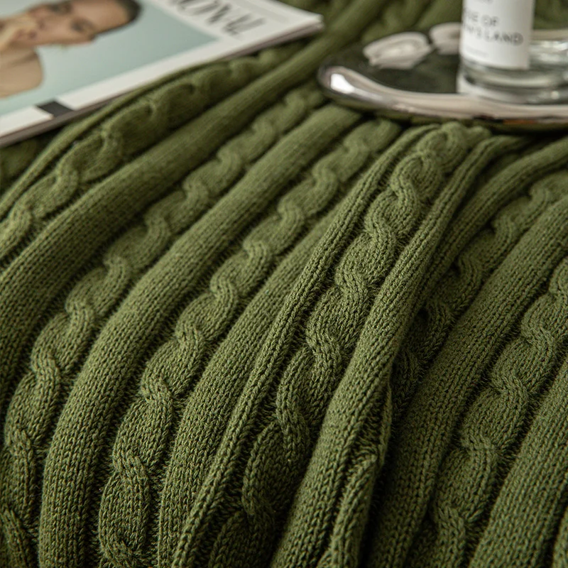 Soft 100% Cotton electric Knitted Blanket For Travel Sofa Cover Multicolor