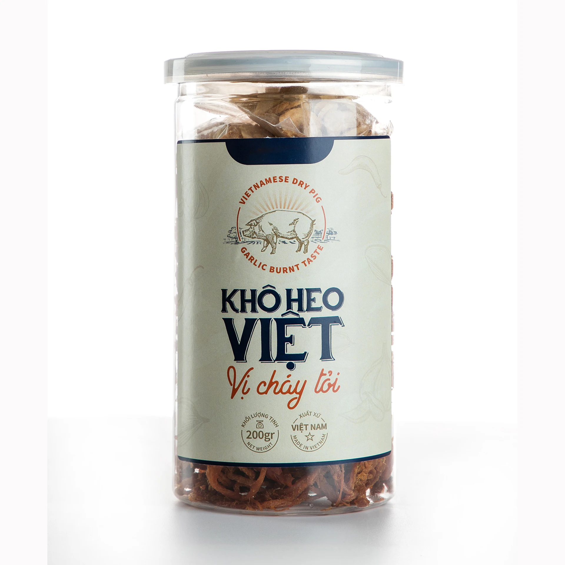 Grilled Garlicky Pork Jerky Slices from Vietnam - 200g Wholesale Case of Hearty Protein Meat Snacks