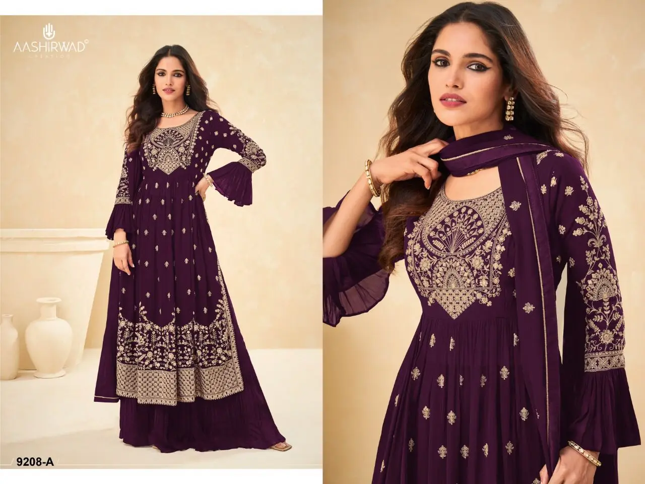 Mind Blowing Heavy Faux Georgette With Embroidery Sequence Work Plazzo Style Indian Pakistani Salwar Kameez Suit Dress For Women