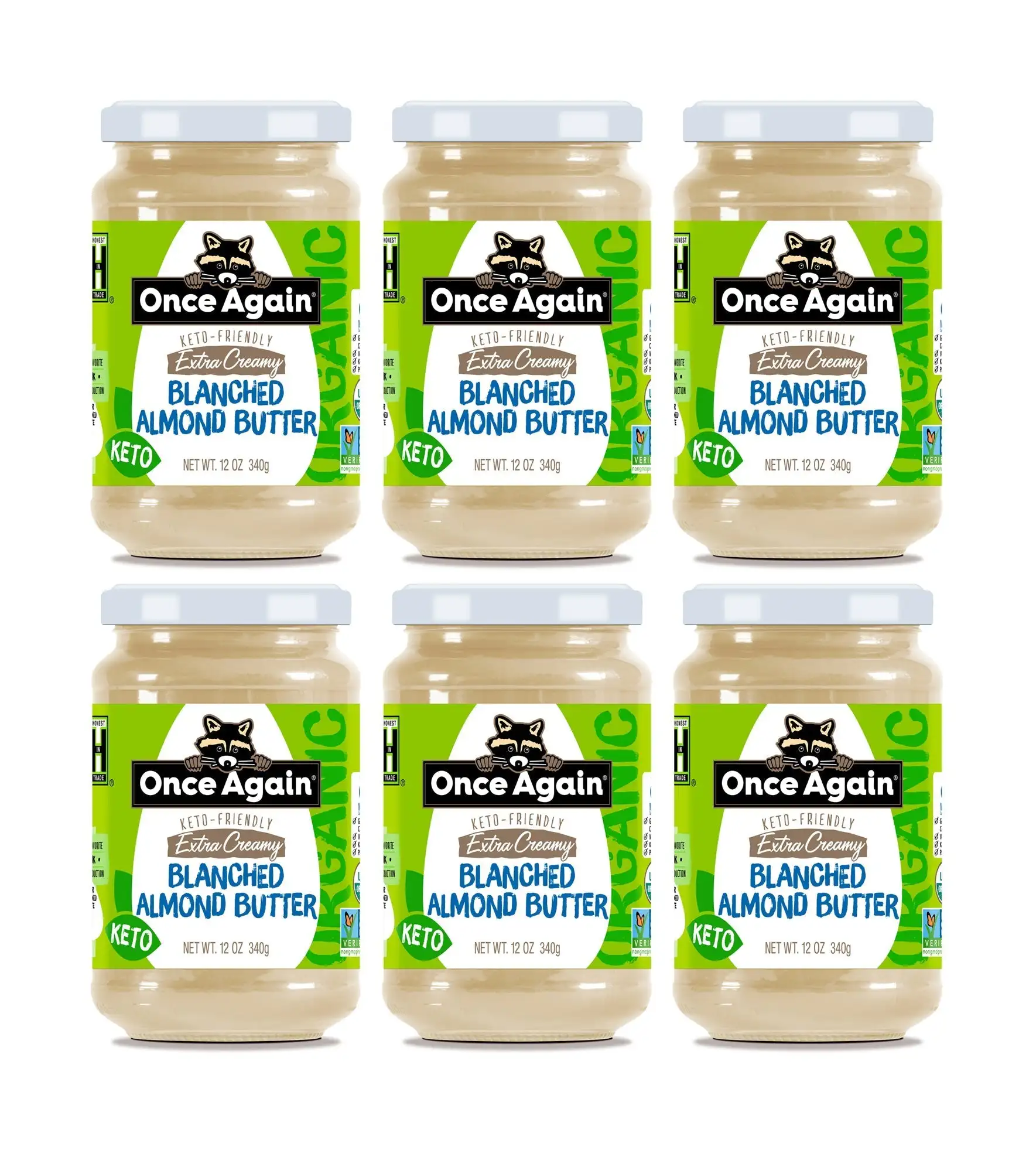 Premium Quality Organic Creamy Almond Butter Packed in 12oz Jar Case of 6 Gluten Free Certified Peanut Free Vegan