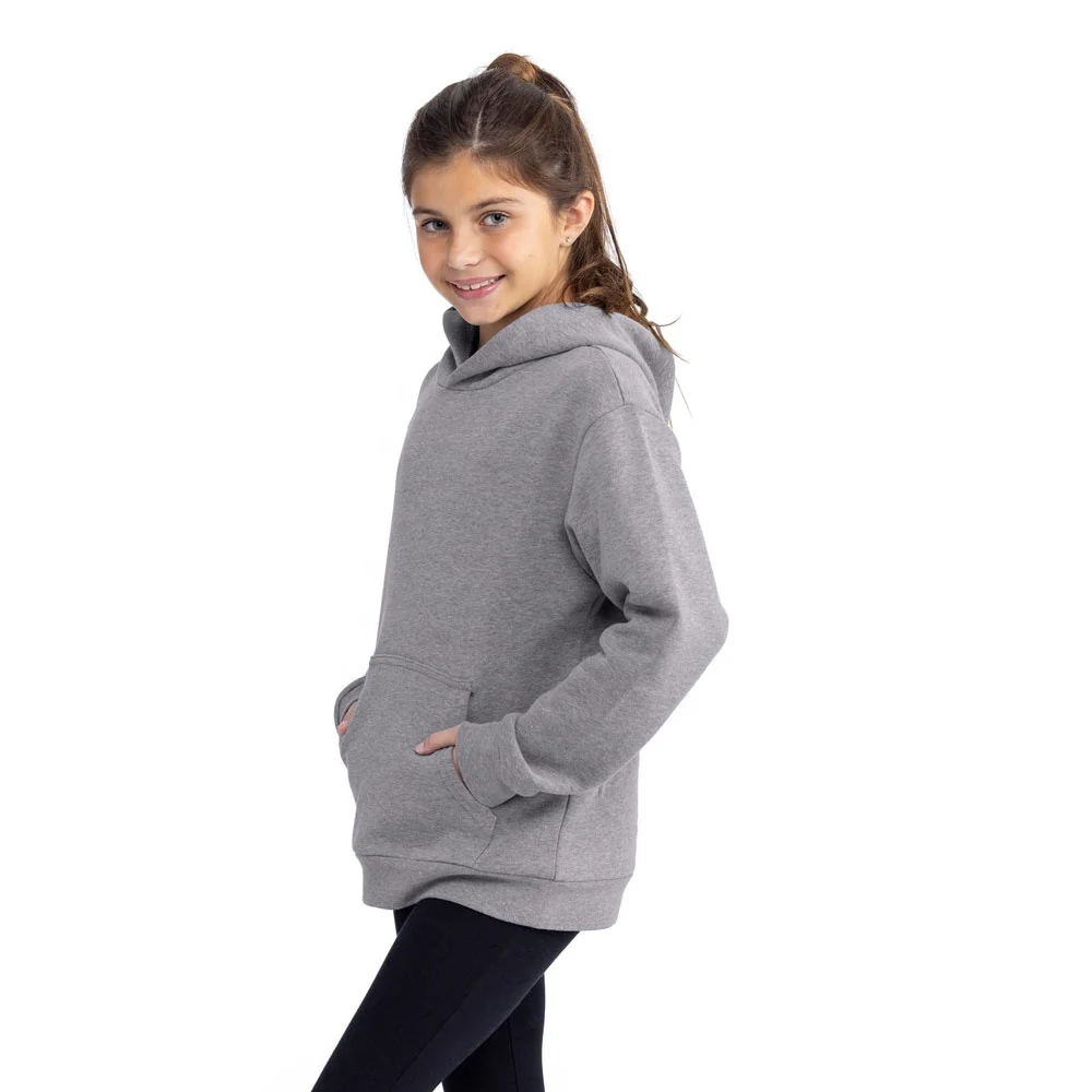 Wholesale Custom Logo 3719Y Heather Grey Youth Sponge Fleece Pullover Hoodie Kids Youth Sweatshirts Fleece