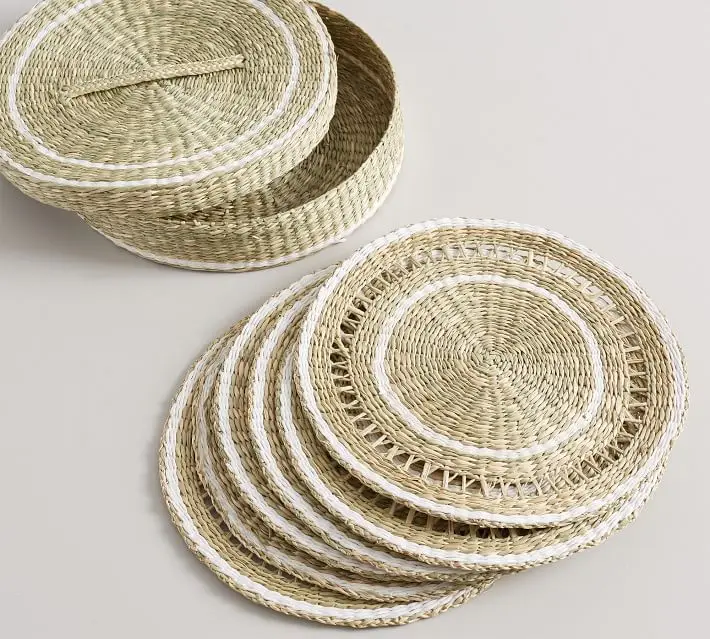 Handmade Seagrass Dining Placemat Natural Rattan Charger Plates Wedding Table Mats for Home Table Decoration Table Accessories