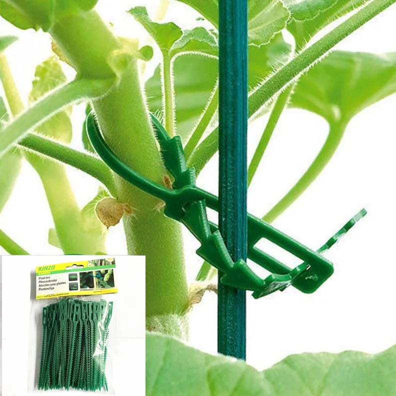 100pcs 13CM Pe Adjustable Plant Garden Green Gardening Cable Tie Fixing Planting Care Potted Plants Wrapping Shelf