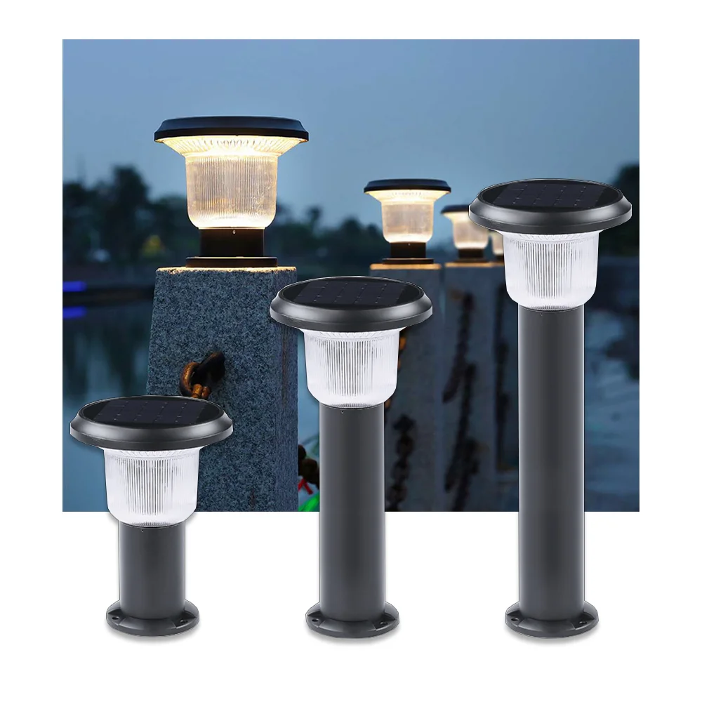Elegant Design High Luminance Solar Bollard Garden Light Aluminum Body Warm White LED Lithium Battery DC IP65 ROHS Certified