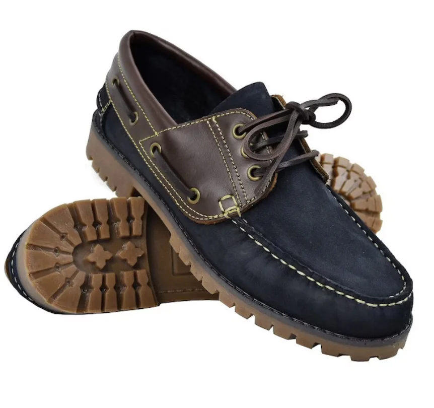 red brown genuine leather thick bottom moccasin shoes lace up men casual boat shoes for men