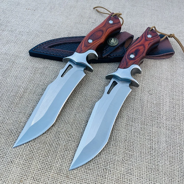 Wholesale New Professional High Carbon Steel Hunting Knife Stainless Bowie with Tali Wood Handle sharp Chef Knives