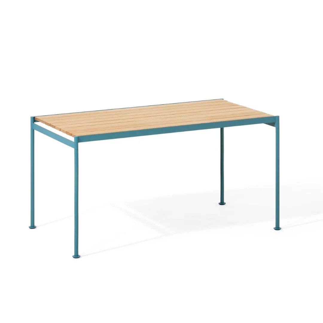 Modern Home Furniture Wooden Top and Metal Legs Dining Table Set with Comfortable Wood Chairs