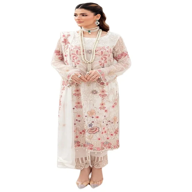 party wear Shalwar kameez suits for women in very high quality chiffon stuff with very fine embroidered breathable dress